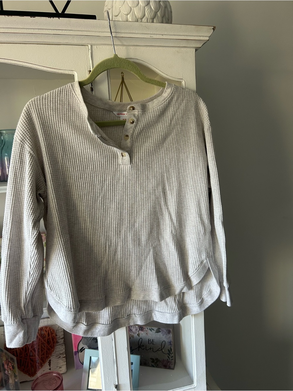 Joe fresh button Henley long sleeve (heathered oatmeal)